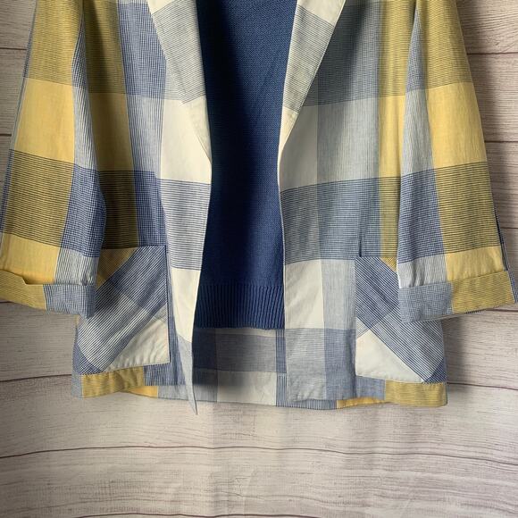 Vintage Country Suburbans Plaid Lightweight Blazer Shirt Blue Sweater Size 12 - Picture 12 of 16
